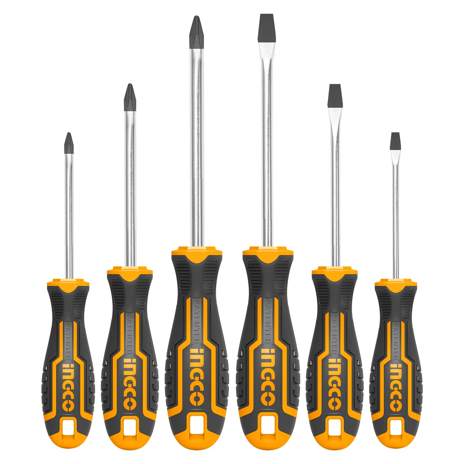 INGCO 6 pcs Screw Driver Tool Set Kit, CR-V Screwdriver Set for DIY Household Repair, INGCO Design Handle, CR-V Round Blade Material