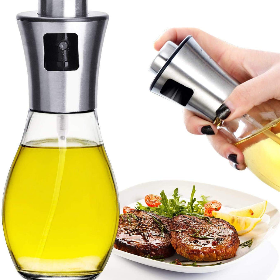 Zurato Oil Sprayer For Cooking, Oil Spray Bottle, Stainless Steeloil Dispenser Glass Bottle For Cooking, Baking, Roasting, Grilling, Salad, Frying (1), 200 Milliliter - 200 Ml