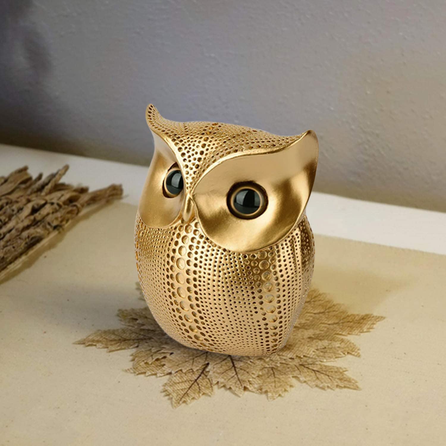 Xtore® Modern Classy Lucky Owl Resin Art Figure Showpiece (Golden), 1 Piece