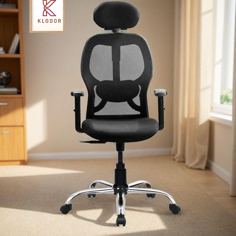 KLODOR Premium Matrix High Back Ergonomic Chair for Office, Study, Work from Home with Breathable Mesh, Adjustable Height & Armrest, Tilt Mechanism, 360º Swivel and Chrome Base (Matrix High Back)