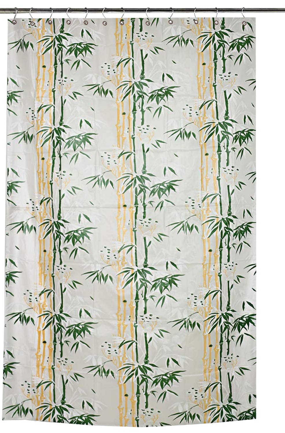 CASA-NEST PVC Floral Bamboo Design Shower/partition Curtain with 8 Hooks (4.5feetx7feet), (54x84 Inches), Green,Waterproof CS Tulip007