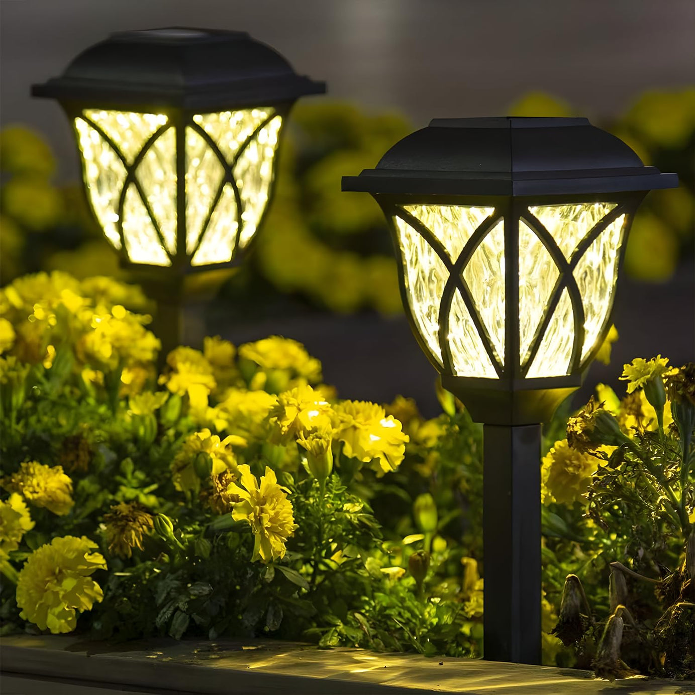 GIGAWATTS Solar Crystal Lawn Light Garden Landscape Lighting Sun Powered Outdoor Decorative Lanterns Spotlights for Garden Pathway (Pack of 2)