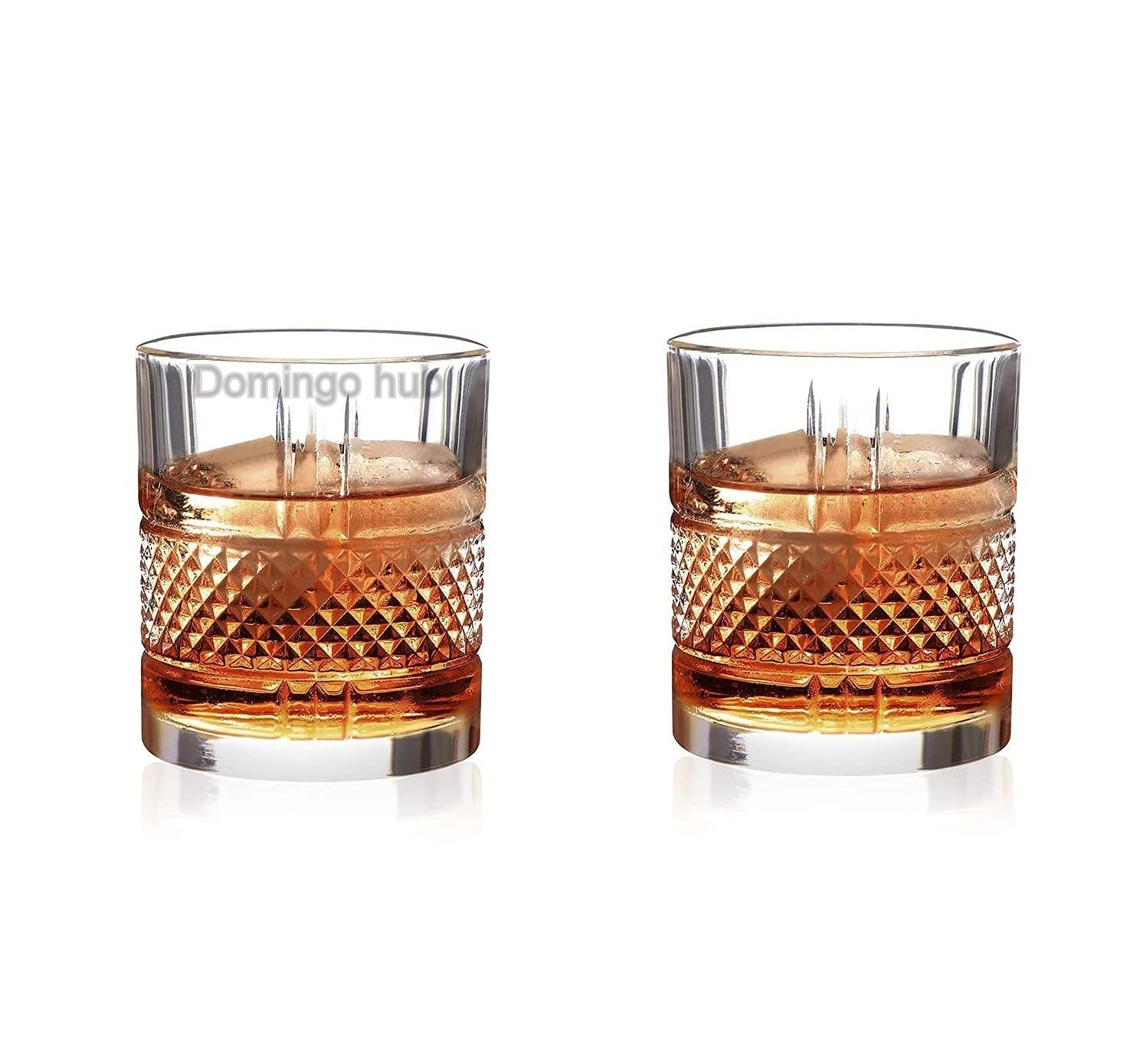 JIYAN | Whiskey Glasses Set of 2, 310 ML Stylish Old Fashion Rocks Tumblers Lead-Free Glassware for Scotch Bourbon Cognac Brandy Cocktail Old Fashioned Cocktail Tumblers