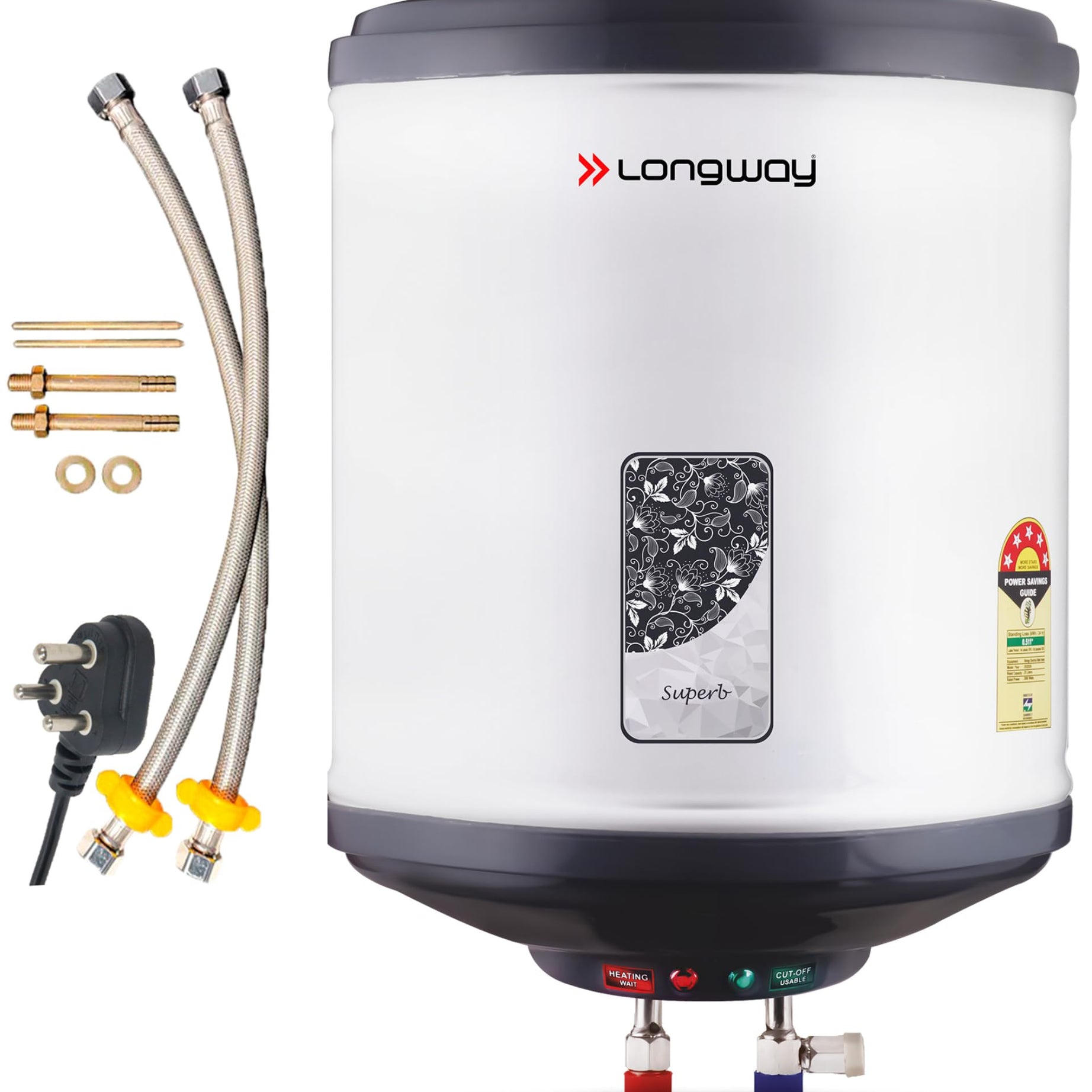 Longway Superb 25 Ltr 5 Star Rated Automatic Storage Water for Home, Water Geyser, Water Heater, Electric Geyser with Multiple Safety System & Anti-Rust Coating | 1-Year Warranty | (Gray, 25 Ltr)