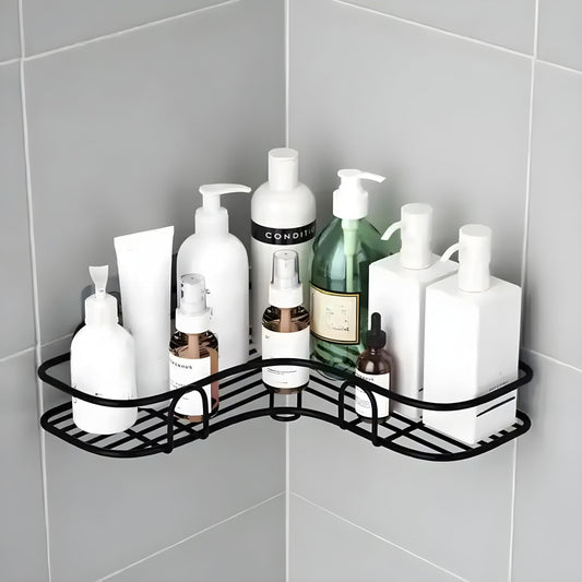 JIALTO Bathroom Organiser without Drill Bathroom Corner Shelf Adhesive Stand for Corner Rack for Bathroom, Shampoo Holder for Bathroom Accessories-Multipurpose Bathroom Shelf (1 Pcs), Metal