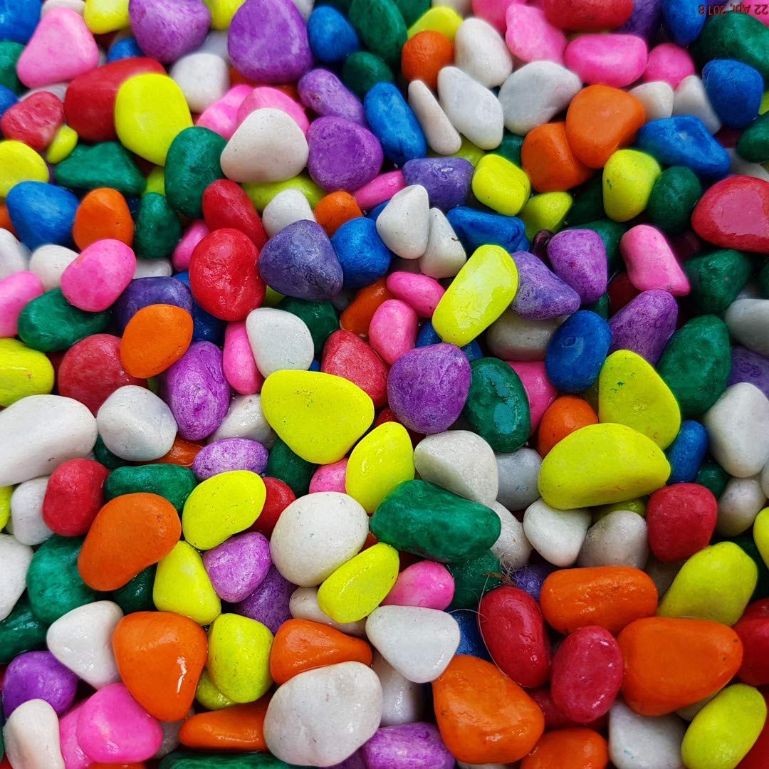 Schmick 1 Kg Multicolor Pebbles Stones for Plants Pots, Aquarium/Fish Tank, Garden, Decoration, Table and Home Decor, Vase Fillers (1 Kg, Mixed Gems)