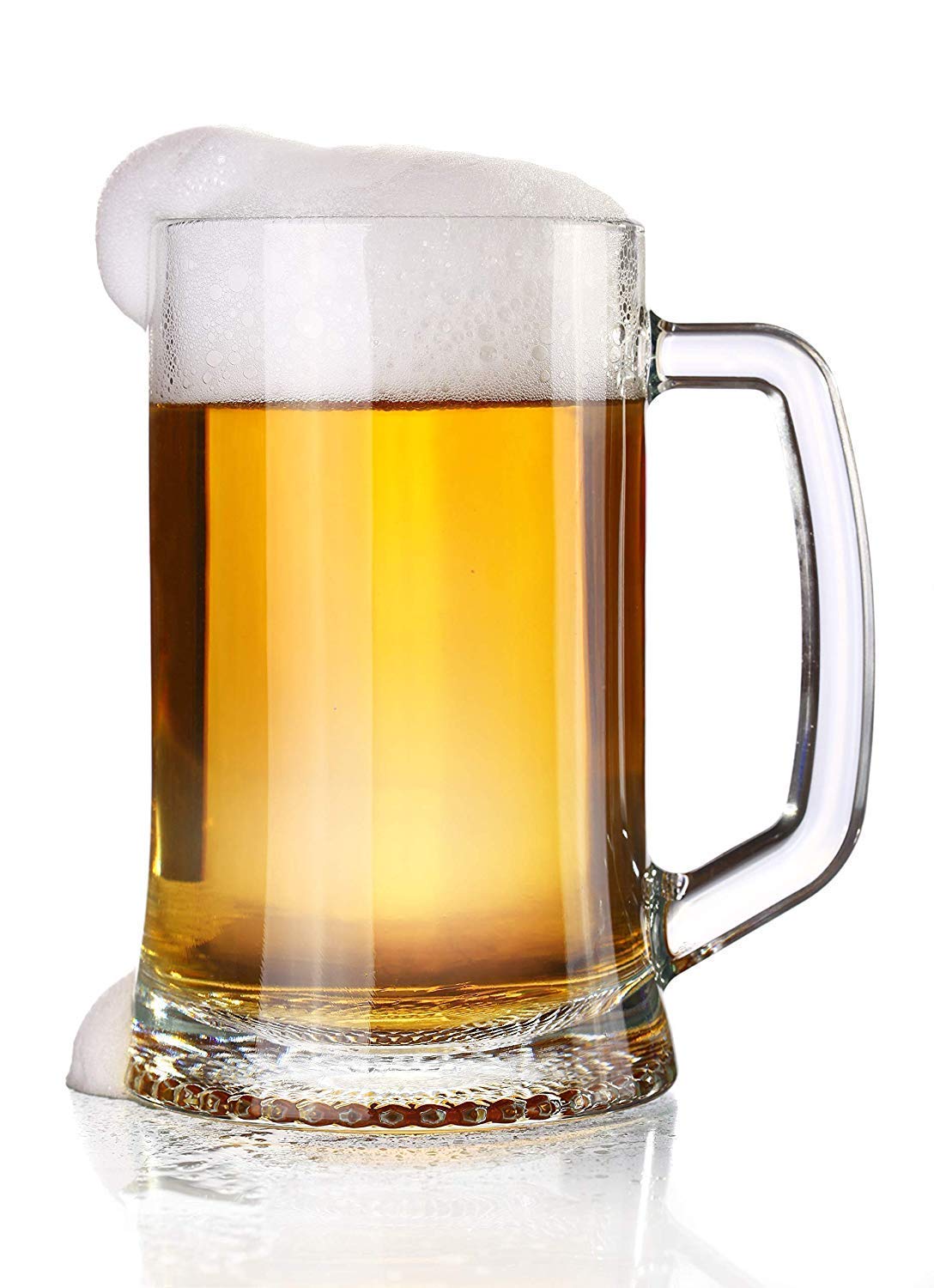 TIENER Beer Mugs | Glass Mugs with Handle | Crystal Clear Glass Beer Mug (630 ml, Pack of 2)