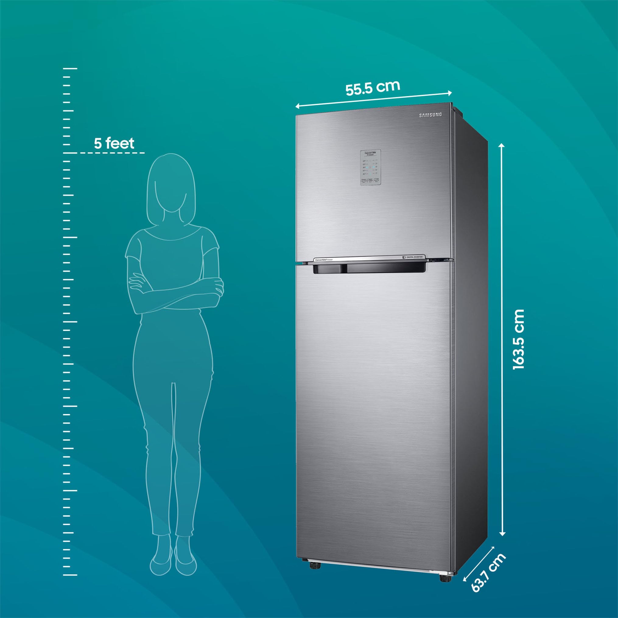 Samsung 256L 3 Star Convertible 3 In 1 Digital Inverter Frost-Free Double Door Refrigerator Appliance (RT30C3733S8/HL,Elegant Inox 2023)