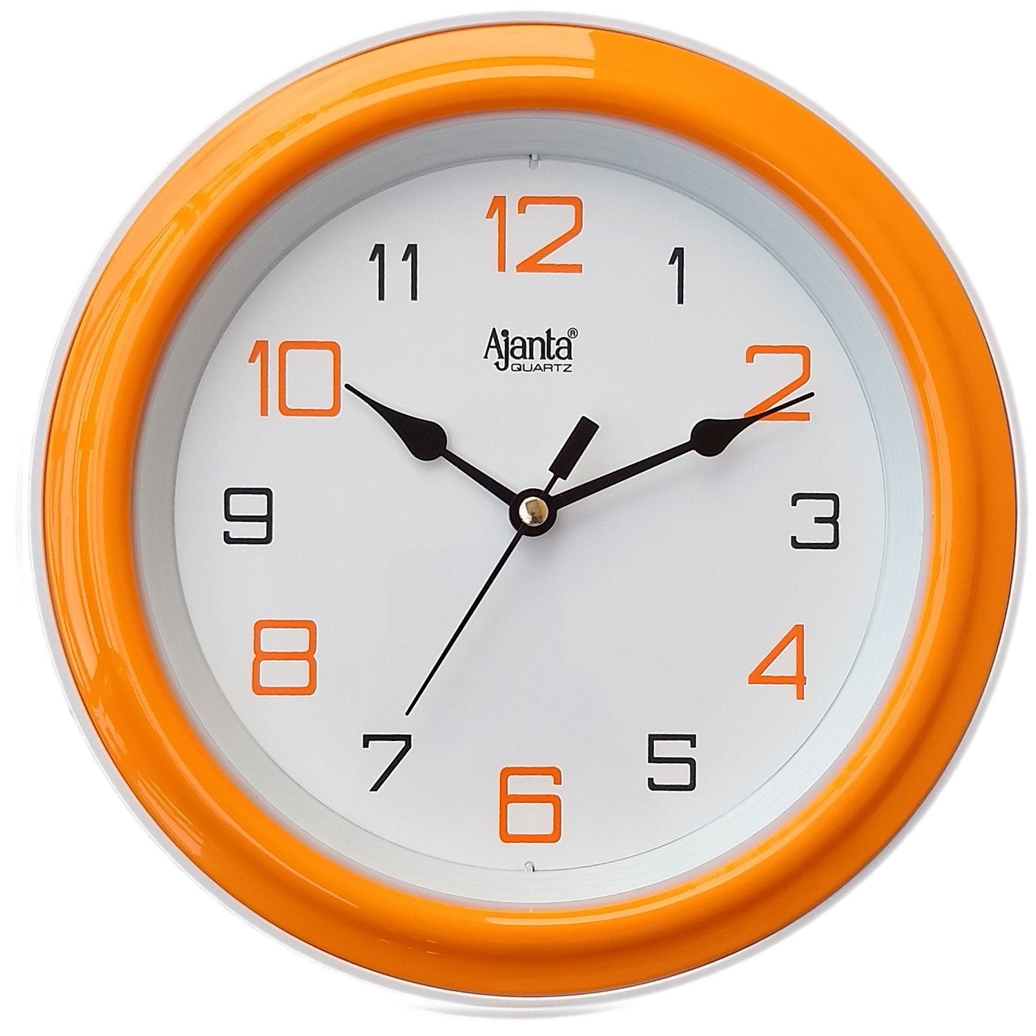 Ajanta Plastic Abstract Step Movement 8 Inches Analog Wall Clock for Home/Offices (Orange, 20Cm X 20Cm)