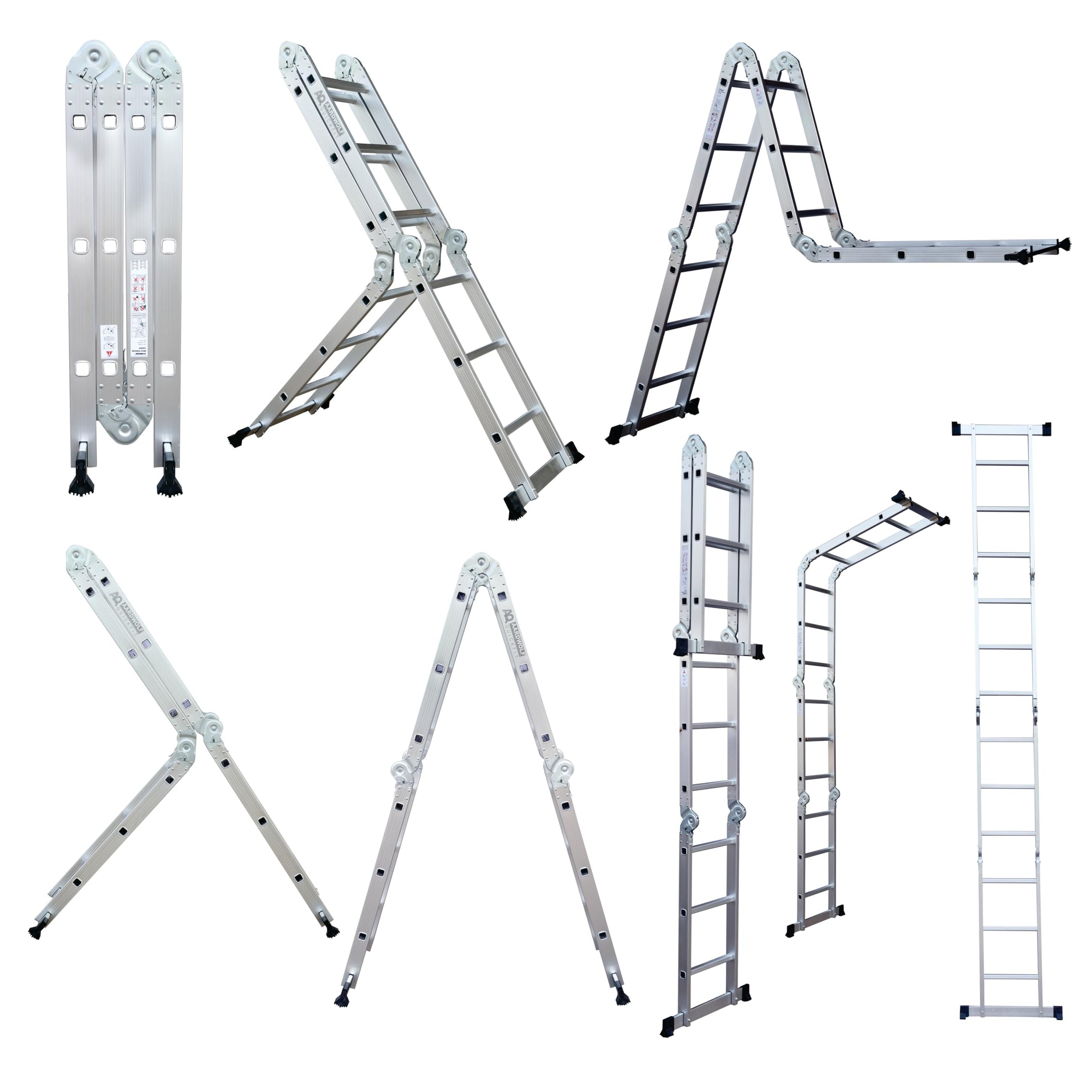 Aardwolf Quickfit Heavy Duty Aluminium Multi Purpose Extension Ladder | Foldable Step Ladder|150 Kg Capacity | Ladder for Home | Professional | Industrial (4 x 3 | 12 Step)