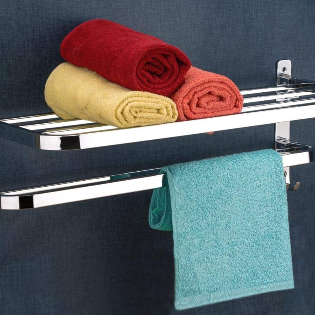 HANDY Bathroom Accessories Stainless Steel Chrom Finish 304 Dual Folding Towel Rack for Bathroom Towel Bar/Towel Stand/Towel Hanger/Towel Holder for Bathroom | Towel Bar | 24 inch Towel Racks