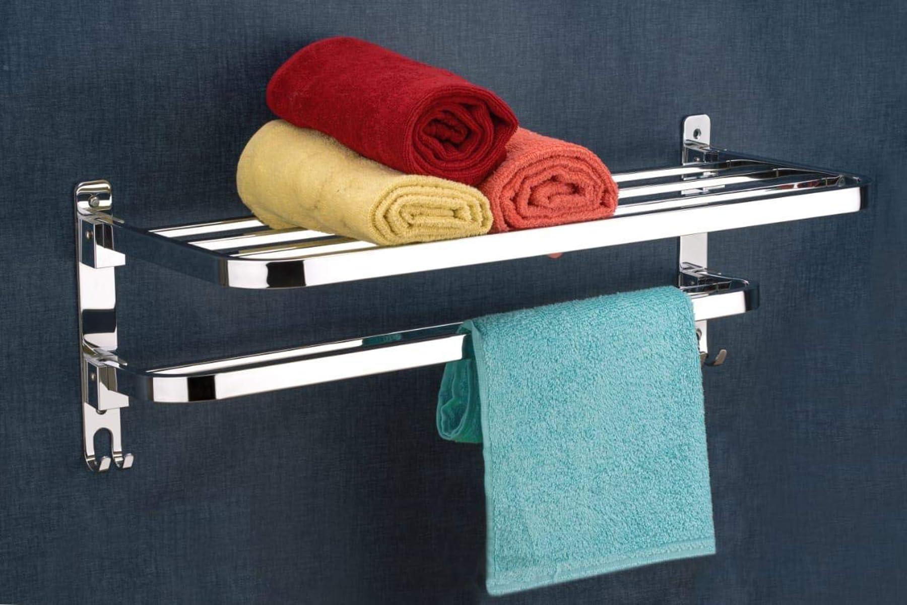 HANDY Bathroom Accessories Stainless Steel Chrom Finish 304 Dual Folding Towel Rack for Bathroom Towel Bar/Towel Stand/Towel Hanger/Towel Holder for Bathroom | Towel Bar | 24 inch Towel Racks