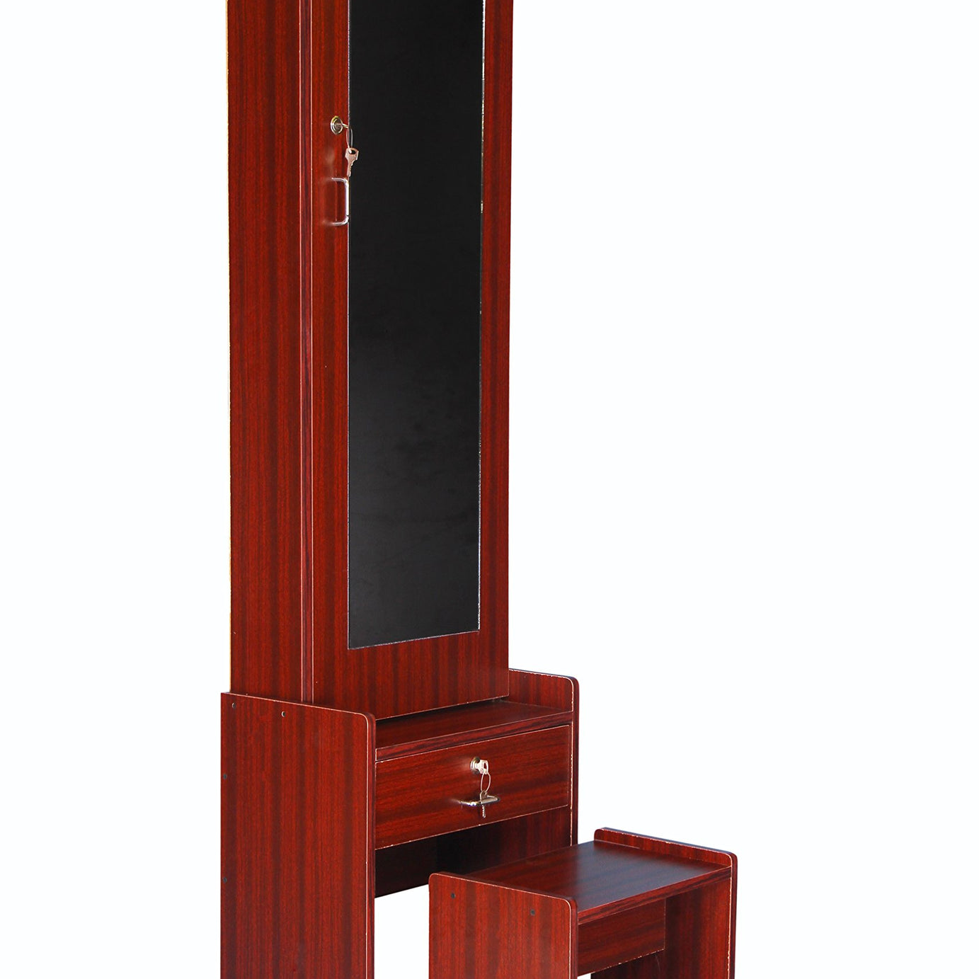 Generic Dressing Table With Storage, Light & Stool In Rosewood Color