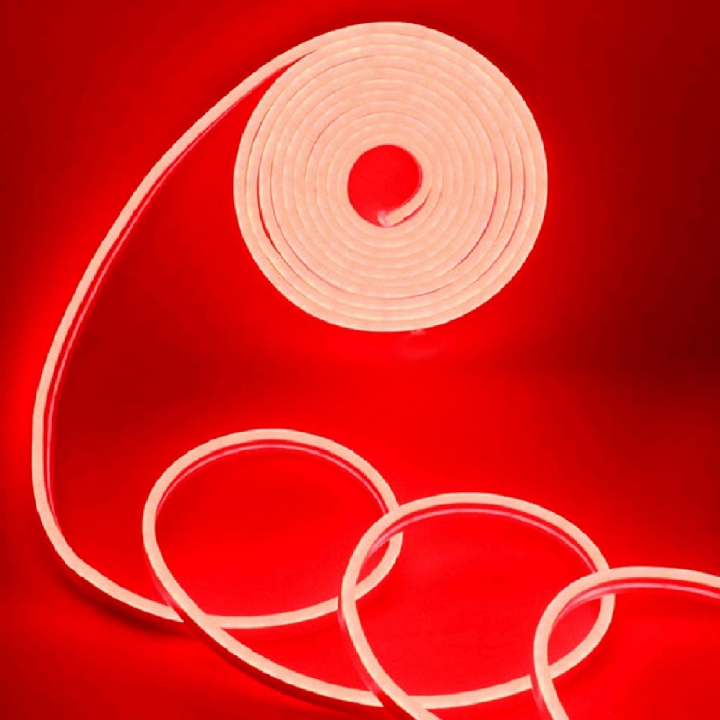 Steko {3 Meter) DC 12 Volt Cuttable LED Neon Flexible Rope Strip LED Light 30 Watt Strip Light, Rope Light, Temple, Home Decoration (3 Meter) + Adapter (RED)