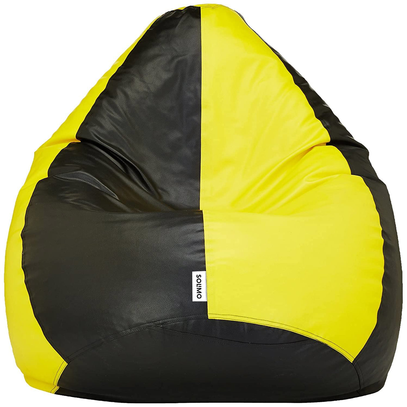 Amazon Brand - Solimo XXXL Faux Leather Bean Bag Cover without Beans (Yellow and Black)