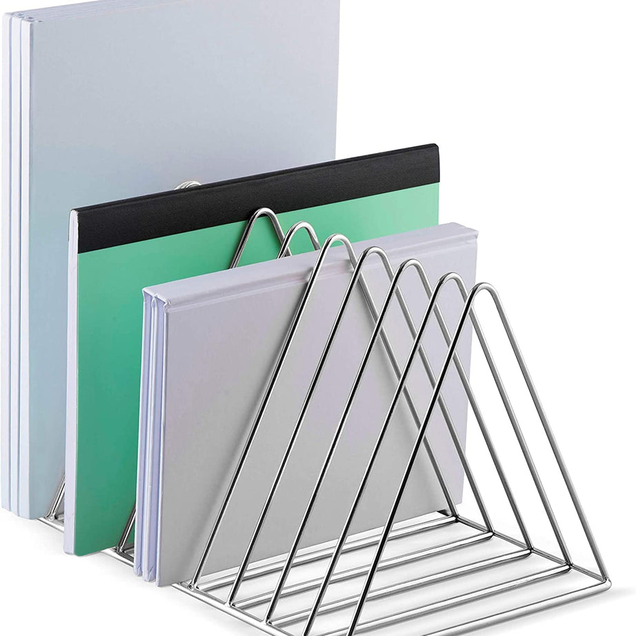 Namani Triangular Magazine Holder For Table|Desk Organizers|Bookshelf Triangle Magazine|Desktop Organizer|File|Books Stand|File Storage Rack For Office,Stainless Steel,Tiered Shelf - Countertop