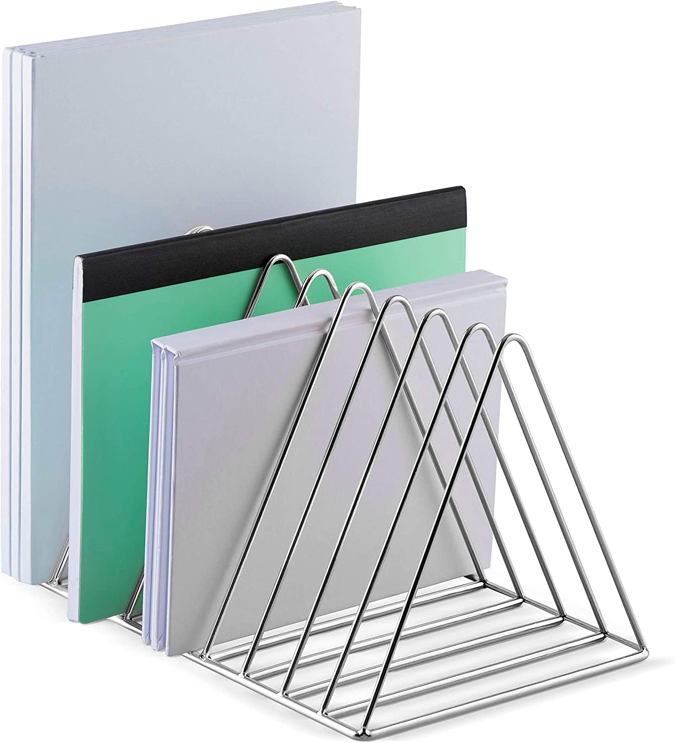 Namani Triangular Magazine Holder For Table|Desk Organizers|Bookshelf Triangle Magazine|Desktop Organizer|File|Books Stand|File Storage Rack For Office,Stainless Steel,Tiered Shelf - Countertop