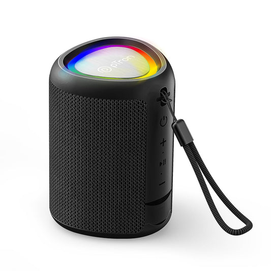 pTron Newly Launched Fusion Mount Mini Bluetooth Speaker with 12W Immersive Sound, 10H Playtime, RGB Lights, Multi-Playback Modes-BT5.1/TF Card/Aux-in Port, TWS Feature & Type-C Charging (Black)