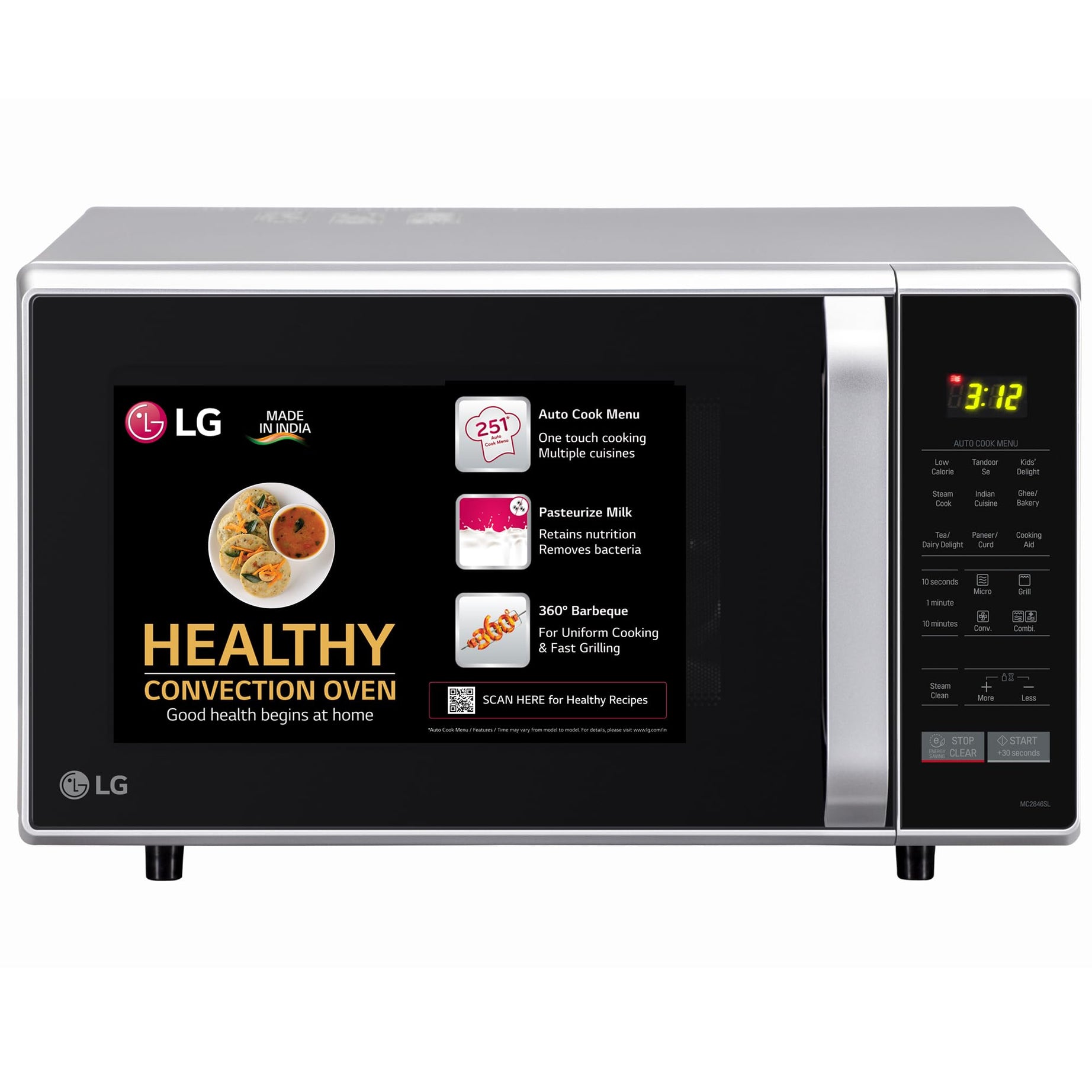 LG 28 L Convection Microwave Oven (MC2846SL, Silver)