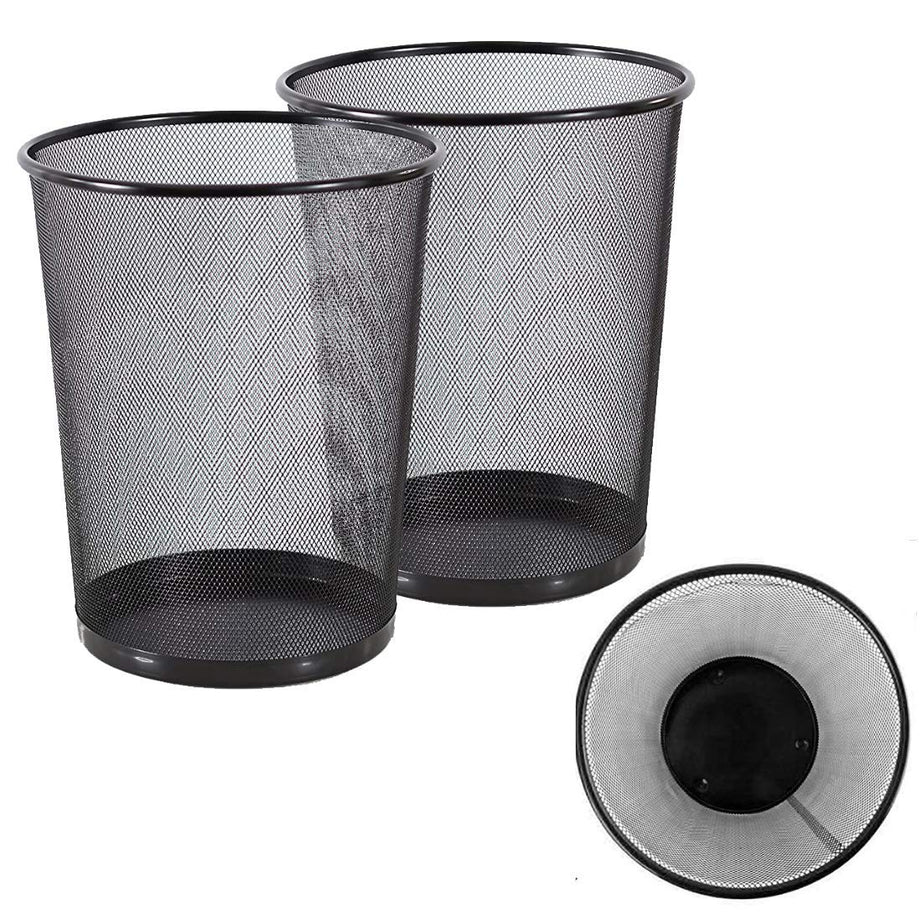 VeleSolv Metal Mesh Big Size Dustbin for Office use & Home/Multipurpose (Set of 2, Black,Metal Mesh)