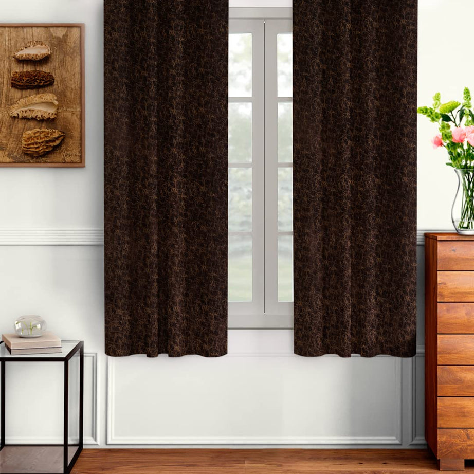 Cortina Velvet Room Darkening Curtains for Window 5Ft Set of 2 Plain Curtains for Home Office Decor Room Darkening Eyelet Curtains for Living Room Kitchen Hall (Window-4 x 5 Feet, Brown)