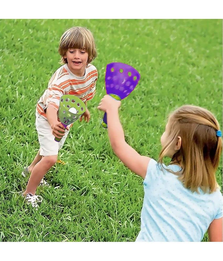 Storio Click and Catch Twin Ball Launcher Game with 3 Balls Indoor Outdoor Toy Set, Pop & Catch Ball Play Fun Boys & Girls - Multicolor