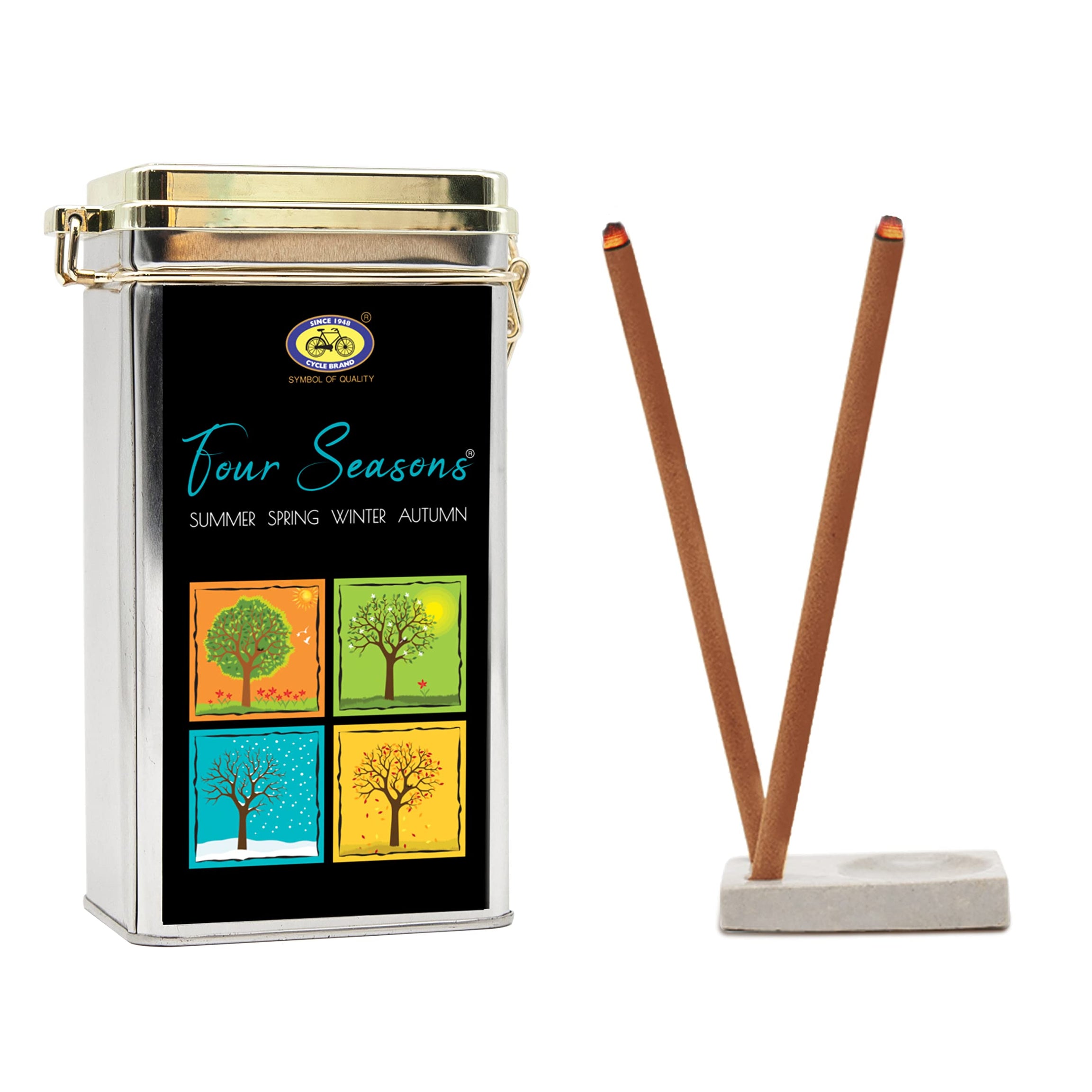 Cycle Pure Four Seasons Premium Bambooless Incense Pack of 4 Fragrance (120 Nos) Special Bamboo-Less Agarbathi for Meditation, Good Vibes, Gifting