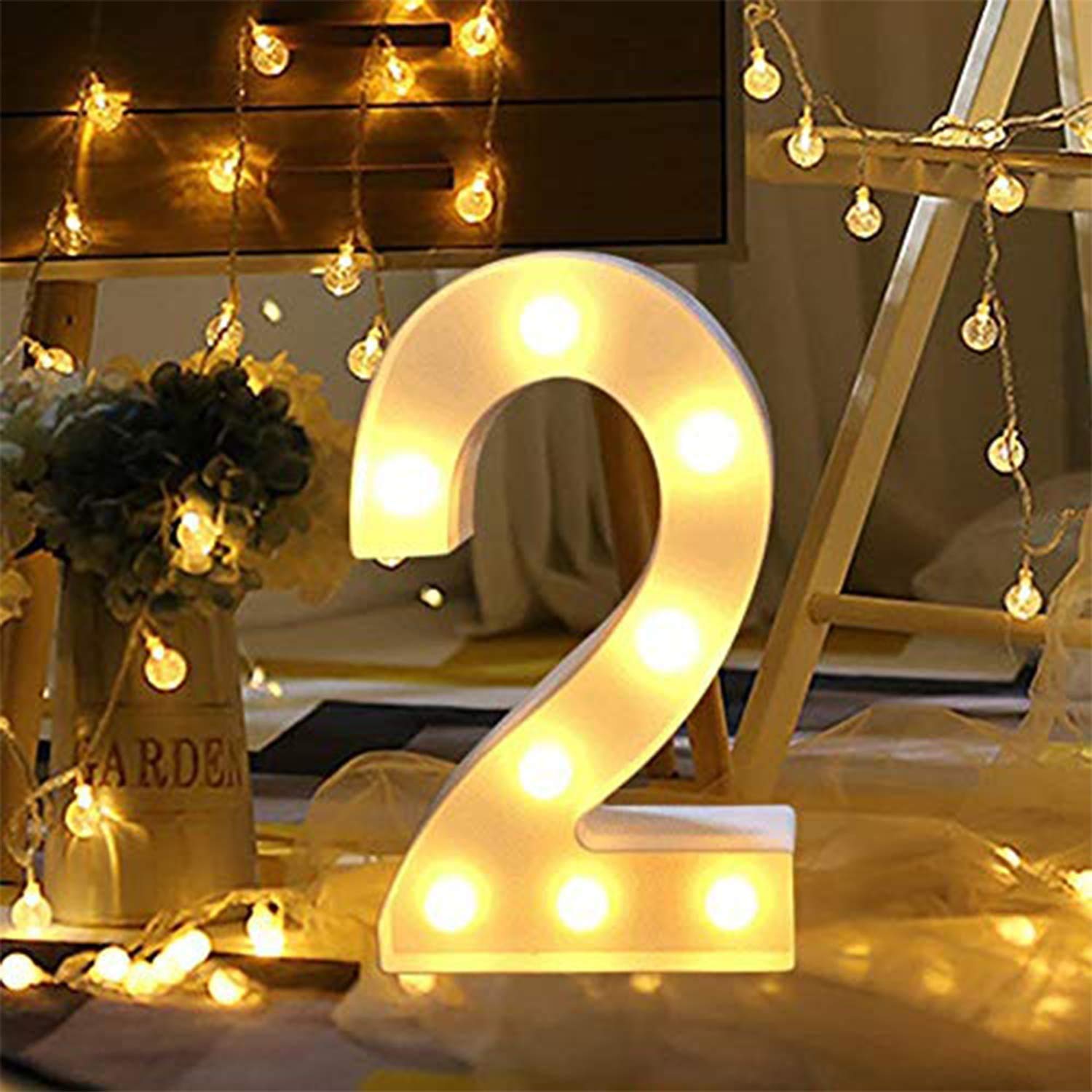 Party Propz Marquee Number Light Letters (2) - Room Decor Lights for Room Decoration | Asthetic Decorations Number Light | Room Decor Light for Kids | LED Room Decor Items For Number Lights