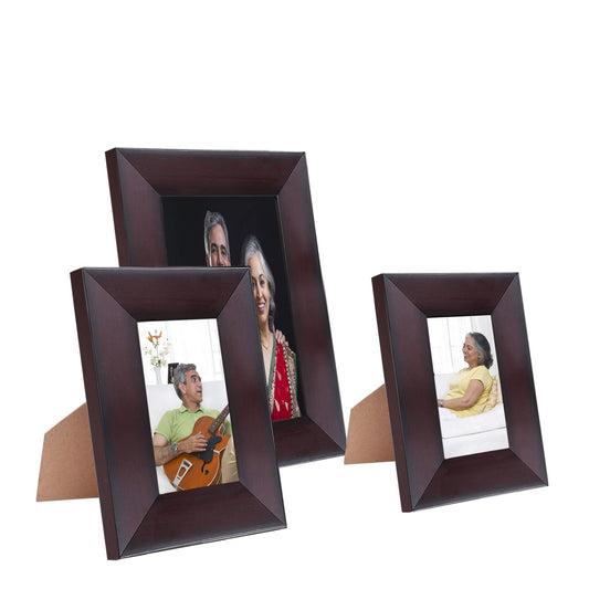 Amazon Brand - Solimo Collage Photo Frames, Set of 3, Tabletop (2 pcs - 4x6 inch, 1 pc - 6x8 inch), Rosewood Color