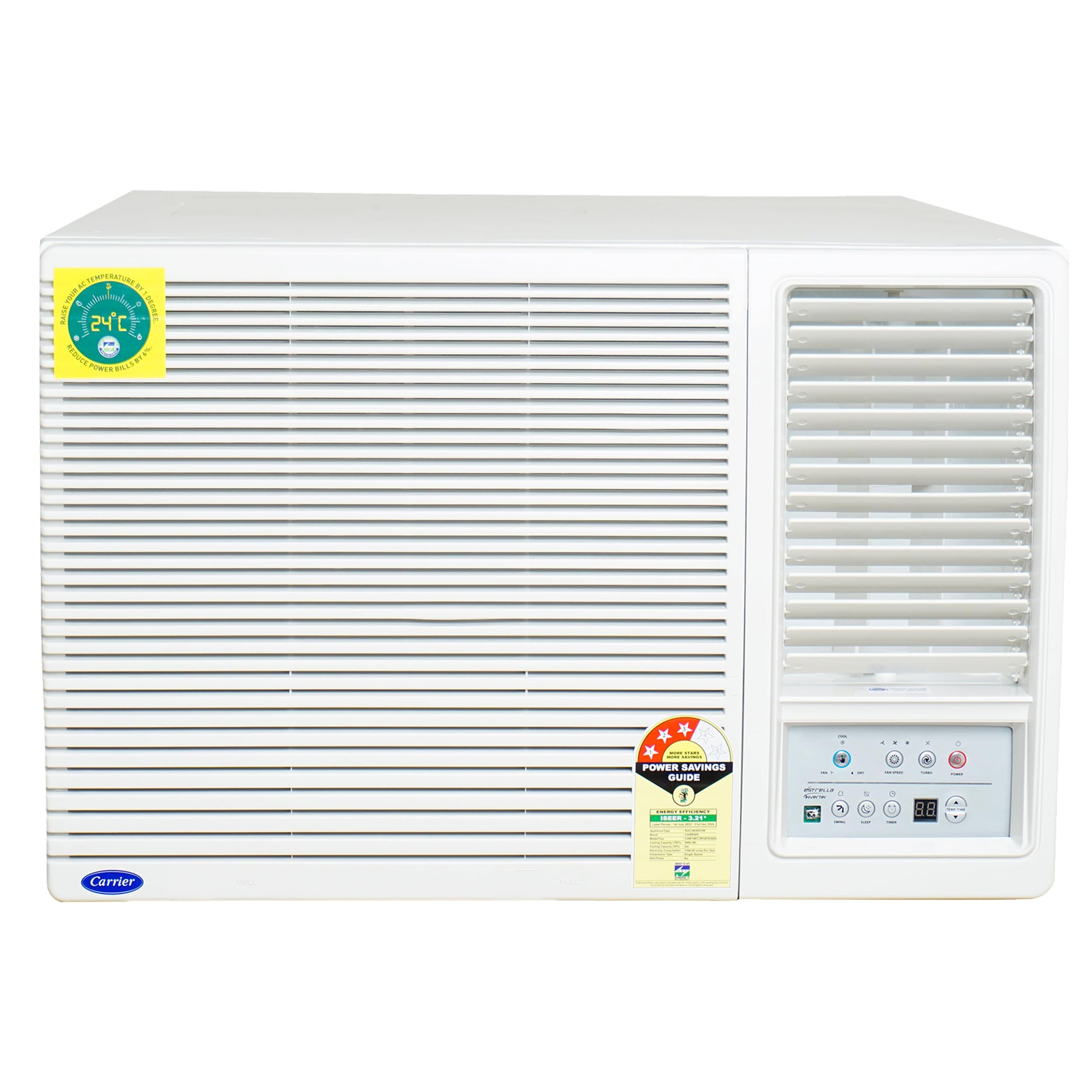 Carrier 1.5Ton 3 Star Copper, Dust Filter & Turbo Mode Window Fixed Speed Air Conditioner(CARRIER WIN Air Conditioner 18K ESTRELLA EX 3 STAR, White)