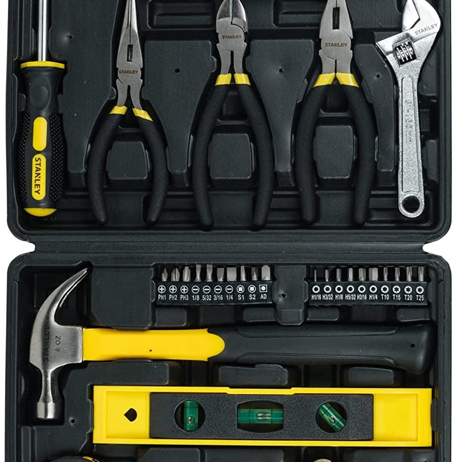 STANLEY STHT74982 Small Home Tool Kit For Home & DIY Use(30-pieces) - Includes Screwdriver, Hammer, Wrench, Pliers, Measurement Tape, Knife, Magnetic Drivers, Tool Box