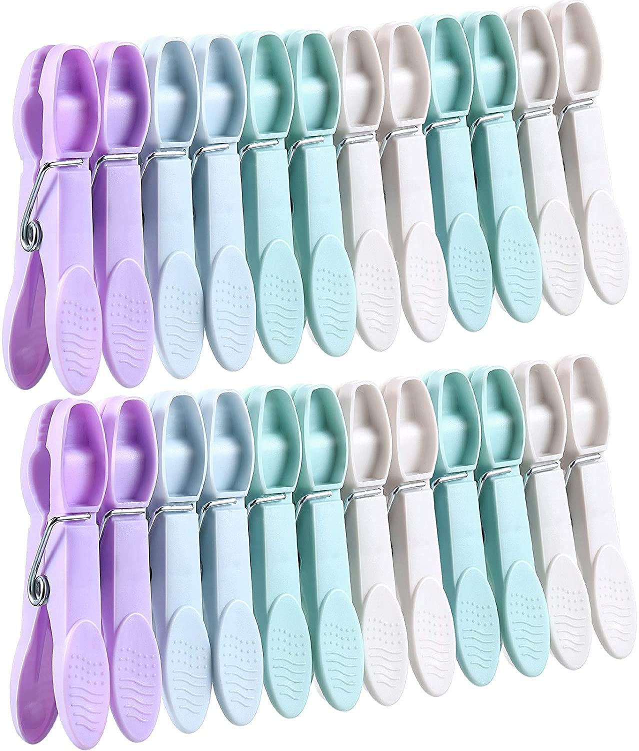 (24 Pcs) Strong Clothes Pins for Drying Laundry, Plastic Cloth Clips, Colored Pins for Kitchen, Outdoor, Clothesline Crafts Picture Clips Food Package Clips