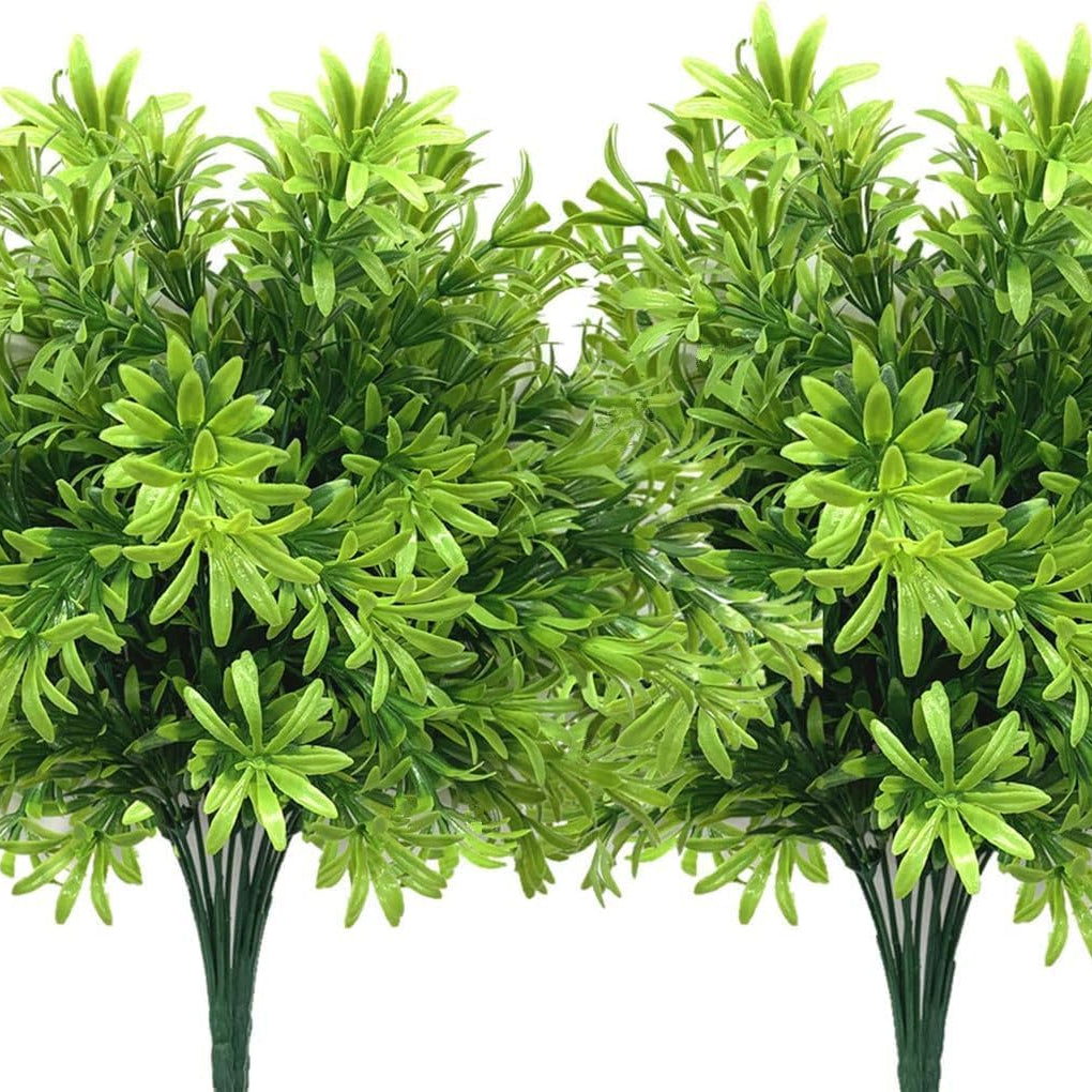 Dekorly Artificial Plants, Plastic Shrubs Faux Flowers Fake Grass Leaves Simulation Greenery Bushes Indoor Outdoor Home Garden Office Yard Verandah Wedding Decoration Planter Filler (Set of 2)