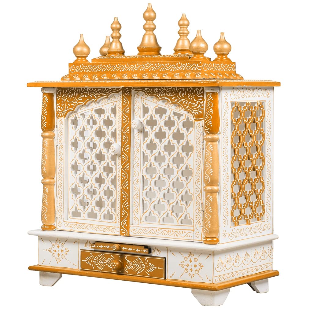 Rajasthan Art And Craft Wood Home Temple Wooden Temple/Home Temple/Pooja Mandir/Pooja Mandap/Temple, 11 CM