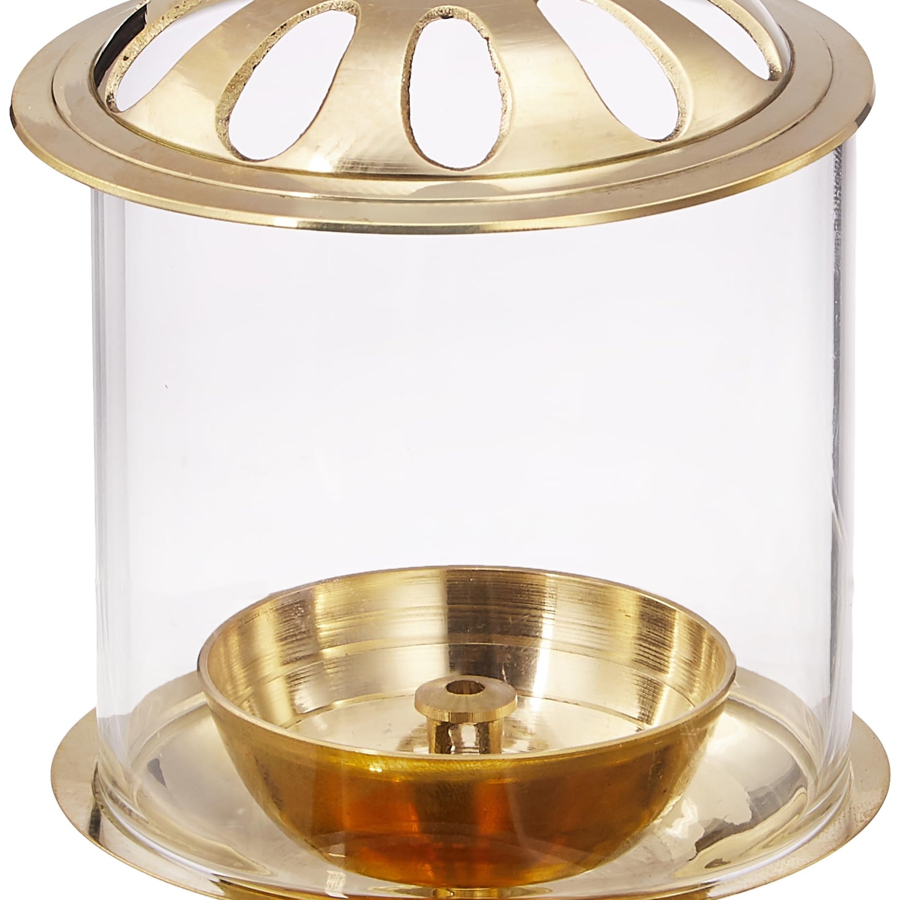 Amazon Brand - Solimo Brass Diya with Borosilicate Glass