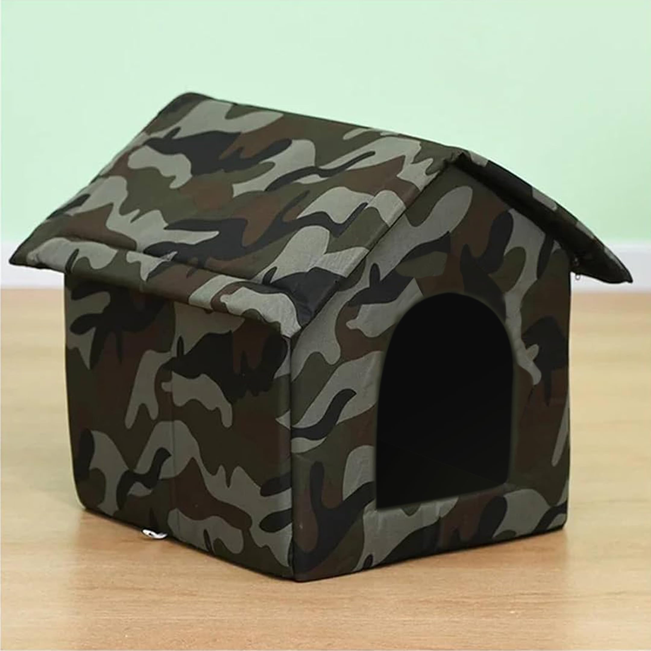 Drilly Dog House for Dog/cat Bed Foldable Hut Army Print Small |Medium |Large |XL | XXL |3XL Pet |Tent |Kennel |Hut for Cats |Kitten |Puppies (Length =16 inches, breadth =16 inches, Height =17 inches)