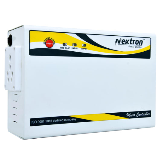 NEXTRON Voltage Stabilizer for Washing Machine | Tread Mill and Microwave Oven | Working Range 160 V - 270 V (1 Year Replacement, 4 Years Service Warranty) White