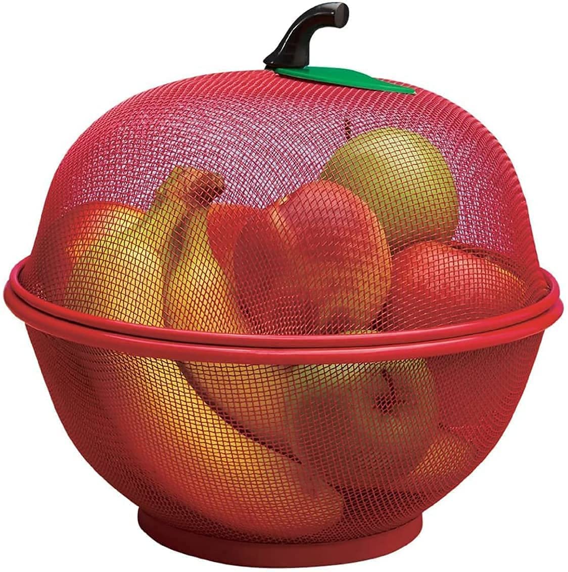 KENIRY Apple Shape Net Fruits & Vegetables Basket for Kitchen, Fruit Basket with Net Cover, Fruit and Vegetable Stand Basket, Fruit Net Cover (RED)