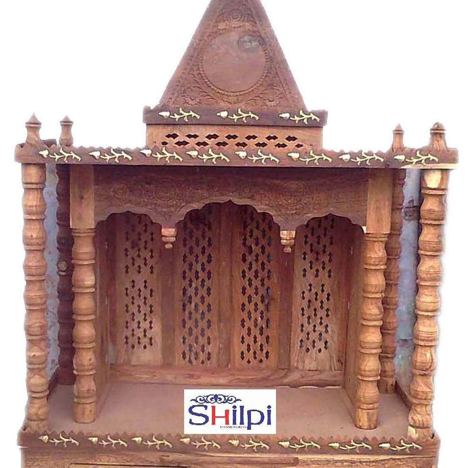 Shilpi Handicrafts Home Temple Fully Folding Wooden Mandir for Home & Office Prayer Unit