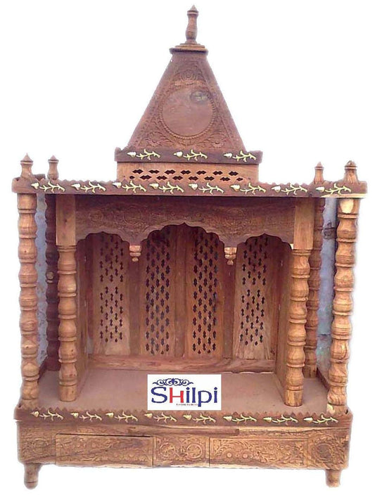 Shilpi Handicrafts Home Temple Fully Folding Wooden Mandir for Home & Office Prayer Unit