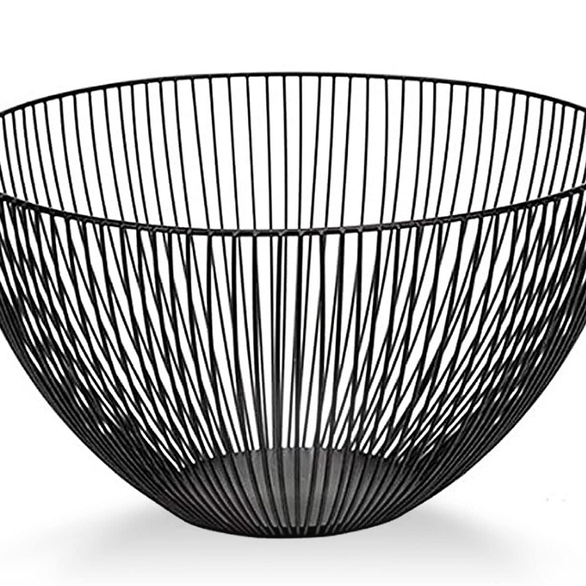 IBWell Wire Fruit Basket Small Fruit Bowl Kitchen Fruit Basket Stand Fruit Bowls for the Counters Metal Fruit Bowl(Round Black)