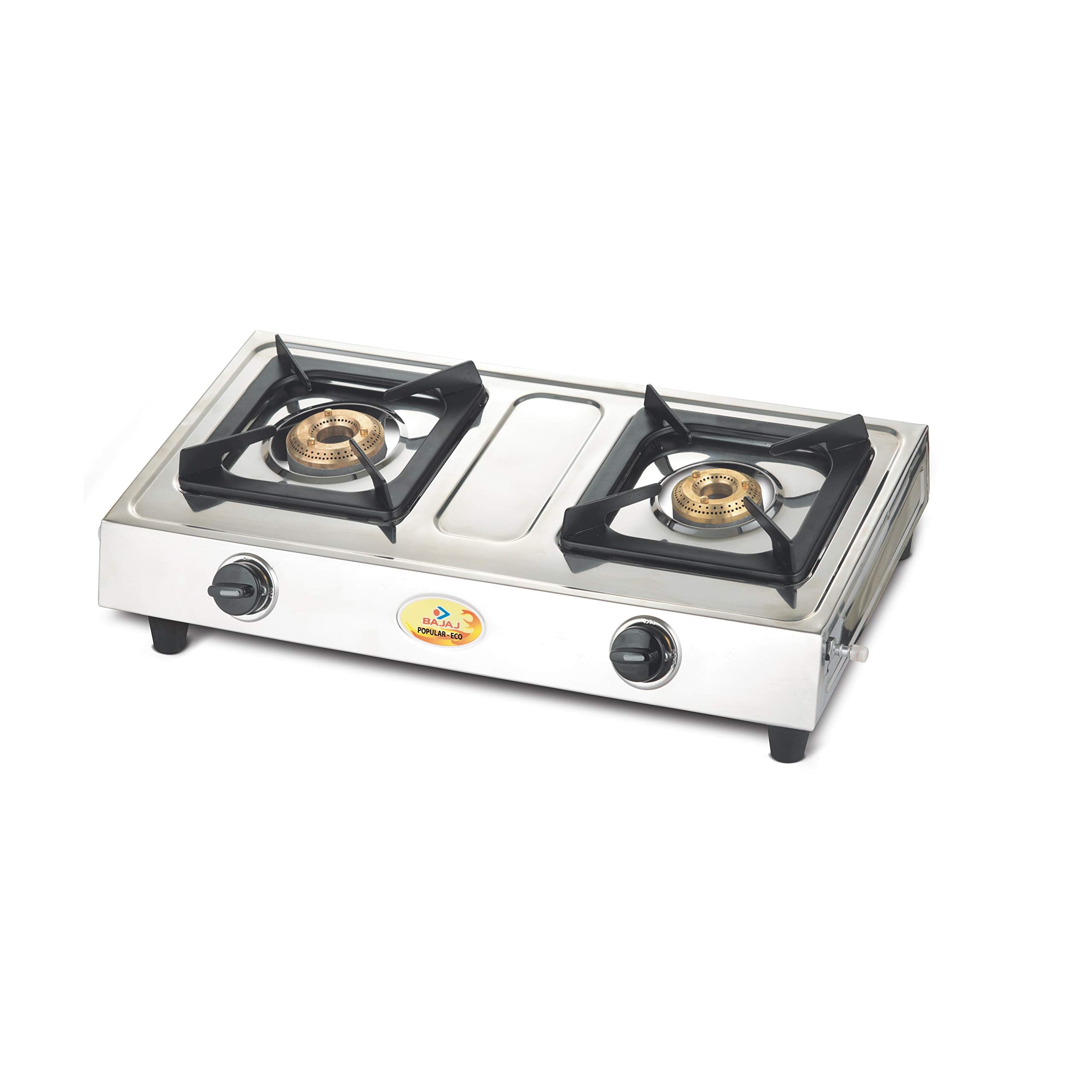 Bajaj Popular Eco, 2-Burner Stainless Steel, ISI Certified, Gas Stove (Black)