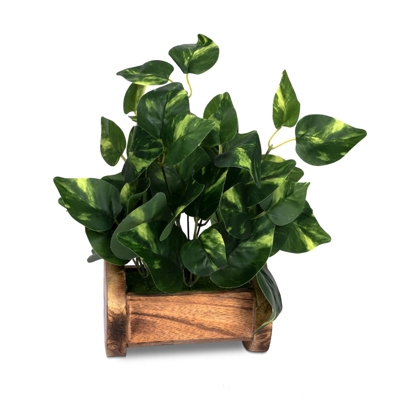 fancymart Artificial Money Plant with Woodlog Pot Home & Office Décor