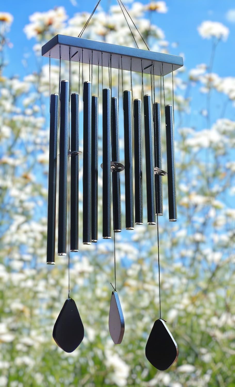 Paradigm Pictures Wind Chimes for Home Positive Energy for Balcony Bedroom (Black 12 Pipe)