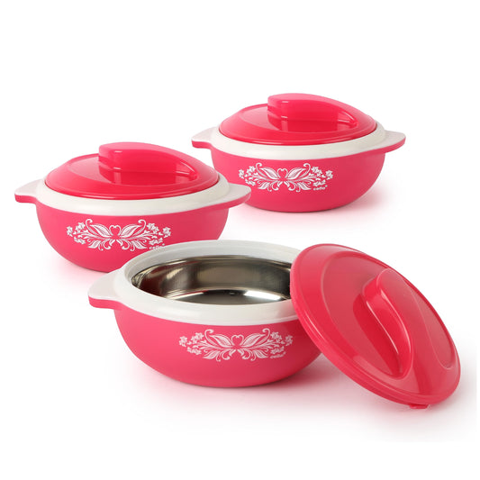 Cello Hot Serve Plastic Casserole Set, 3-Pieces, Pink