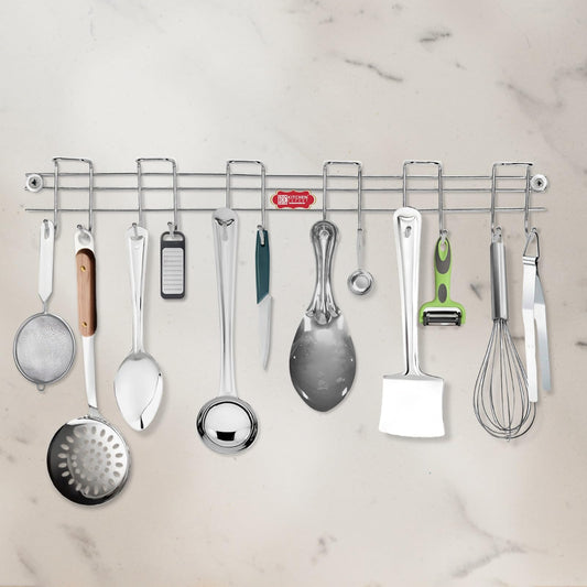 Kitchen Expert, The Kitchen'S Best Steel Cutlery Holder | Spoon Hanger | Wall Mounted Stand - 12 Hooks | Stainless Steel | Multipurpose Stand For Wall| 1 Piece - Hanging Shelves