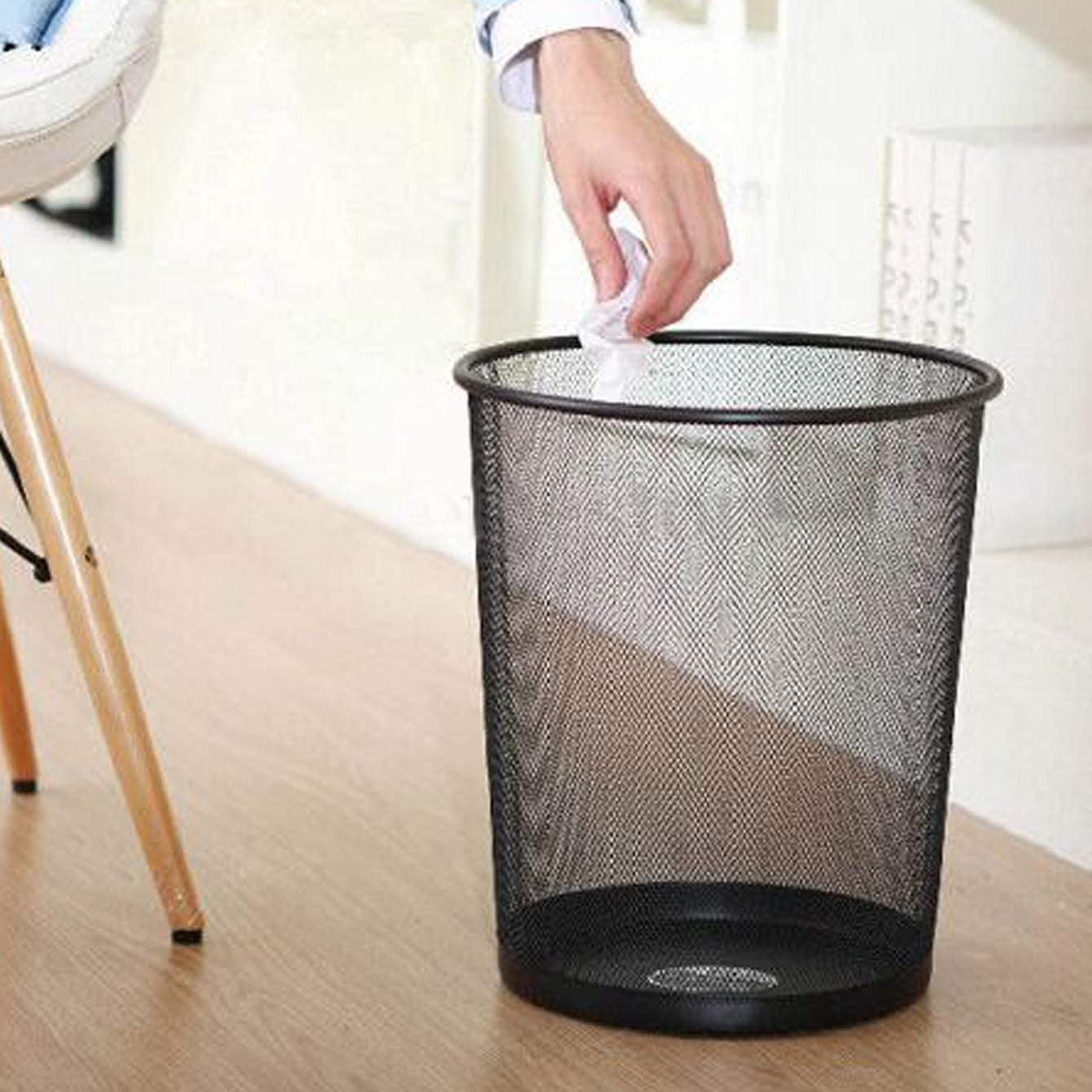 Bhadani Sales Metal Mesh Big Size Dustbin for Room for Kids,Waste Paper Basket, 235 X 265 X 190 MM, Black