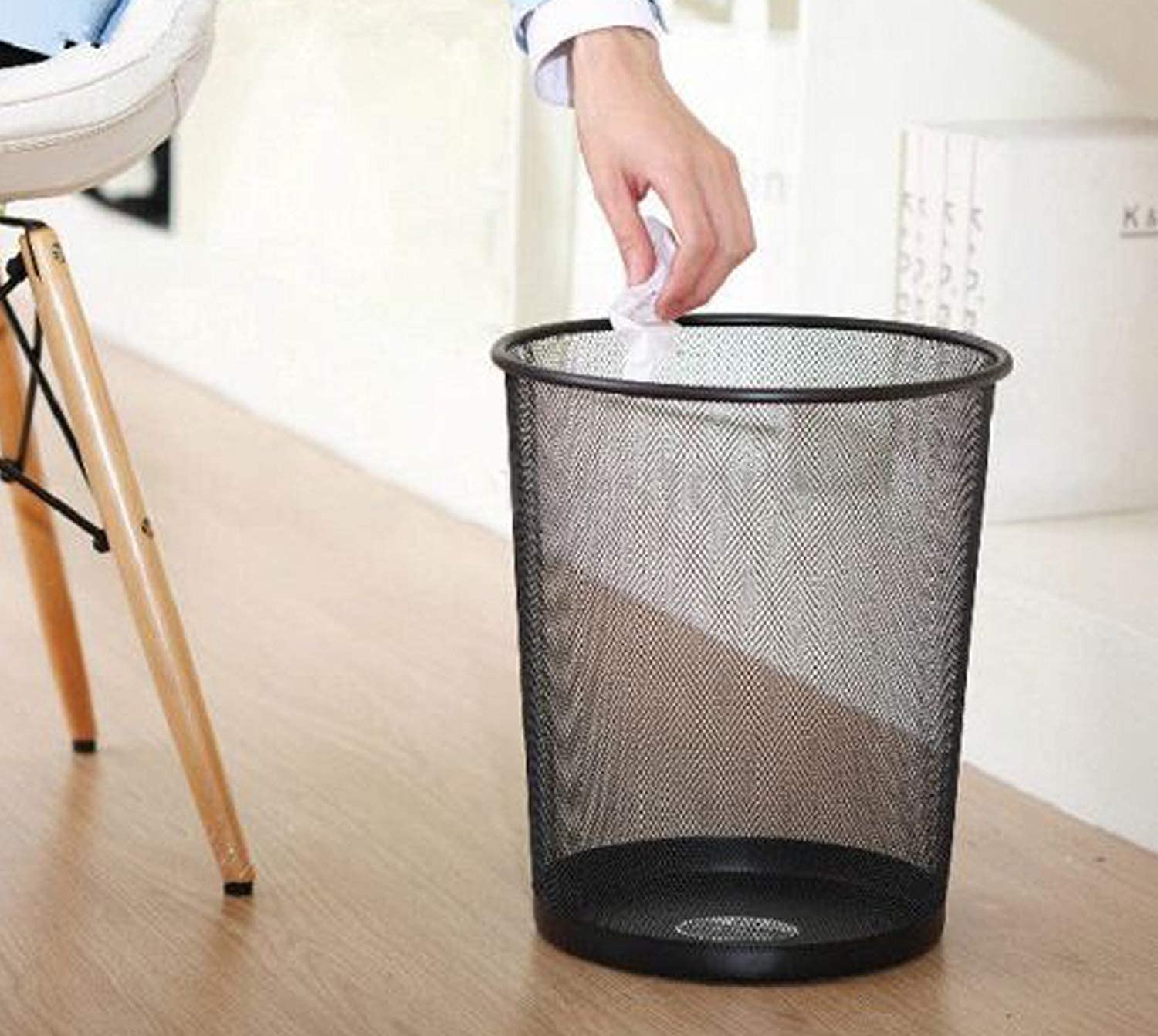 Bhadani Sales Metal Mesh Big Size Dustbin for Room for Kids,Waste Paper Basket, 235 X 265 X 190 MM, Black