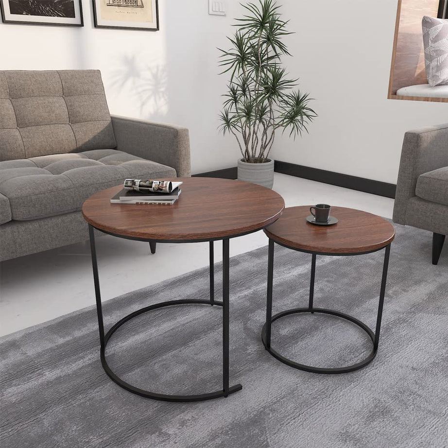 DECOWORLD || Premium Coffee Table || Nesting Center Table for Living Room || Modern Furniture for Living Room|| Wooden Top Black Finish