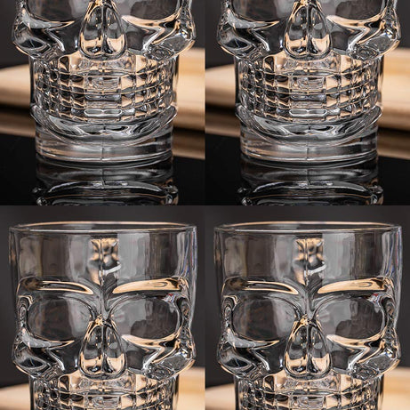 Massive Reckon® Skull Beer Mug Set of 4 Glass Beer Mug Glasses Halloween Skull Gothic Decor Whisky/Wine/Vodka Glass for Your Home Bar 520 ml